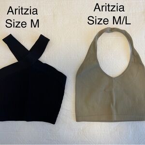 Aritzia Black and Tan Crop Tops